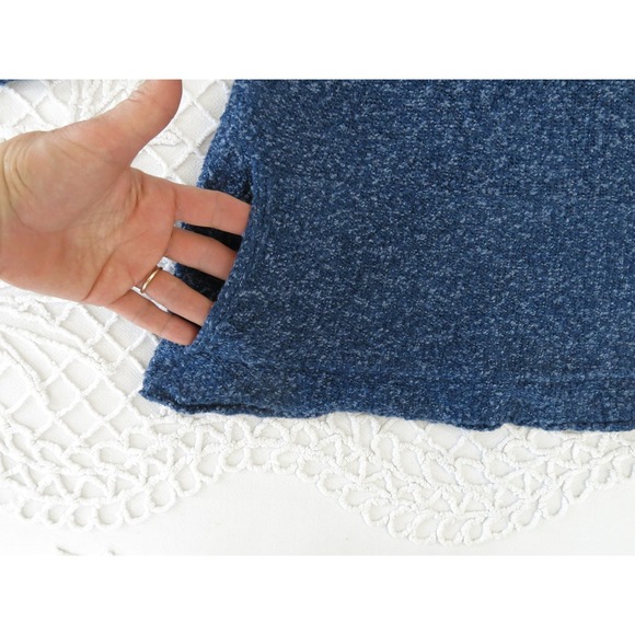 Pure J Jill Blue Marled Knit Boxy Swing Sweater XS Short Sleeve Pockets RN97641 - Picture 2 of 7